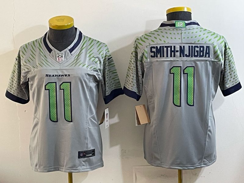 Youth Seattle Seahawks #11 Smith-Njigba Grey 5th generations 2026 Nike Limited NFL Jersey style 01